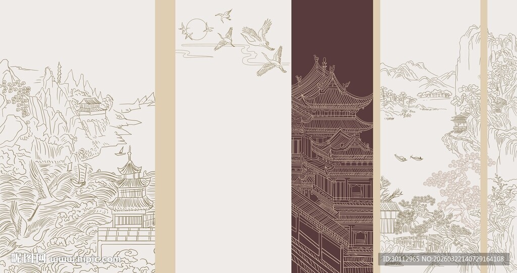 中式古风建筑纹理壁纸