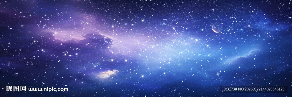 蓝紫宇宙星空灯箱背景