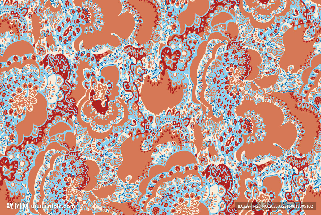 多彩佩斯利花纹图案