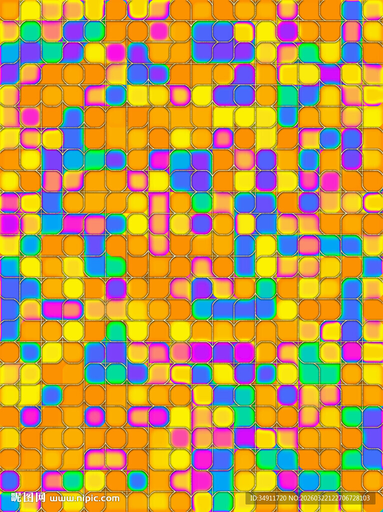 多彩方块马赛克图案