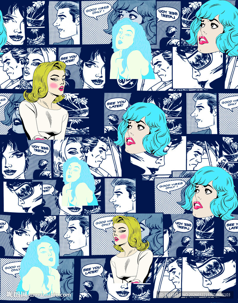 复古波普风漫画人物图案