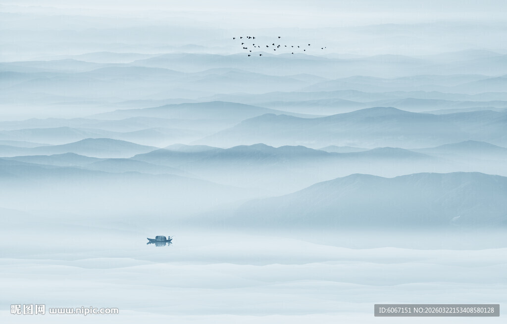 中国风水墨山水画背景墙