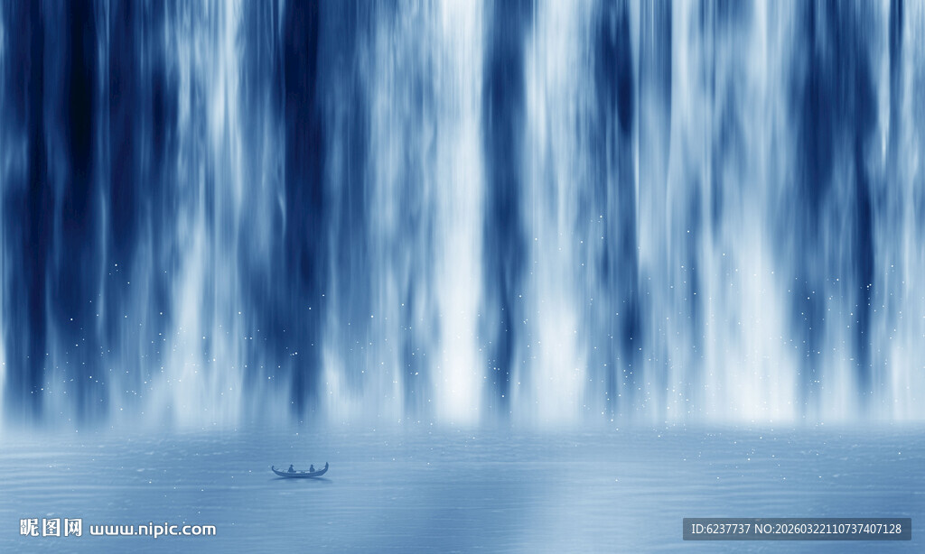 源远流长瀑布山水画