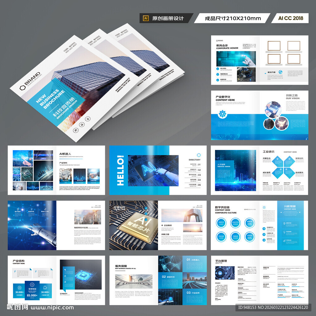 方形信息技术画册