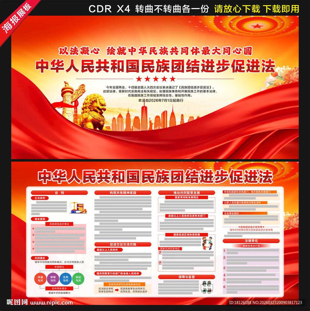 民族团结进步促进法展板宣传栏