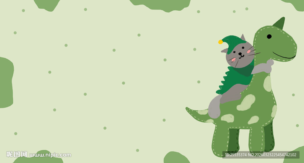 可爱恐龙和猫