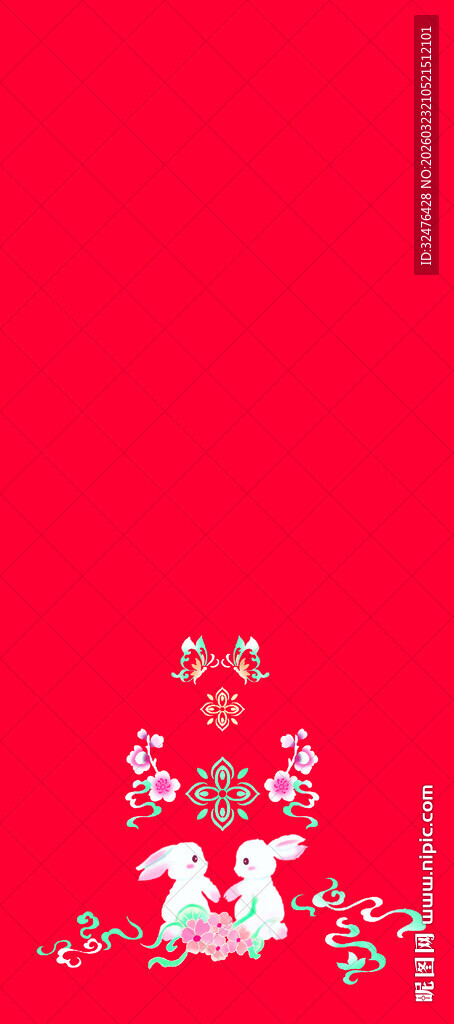 红色花卉装饰图案汉服