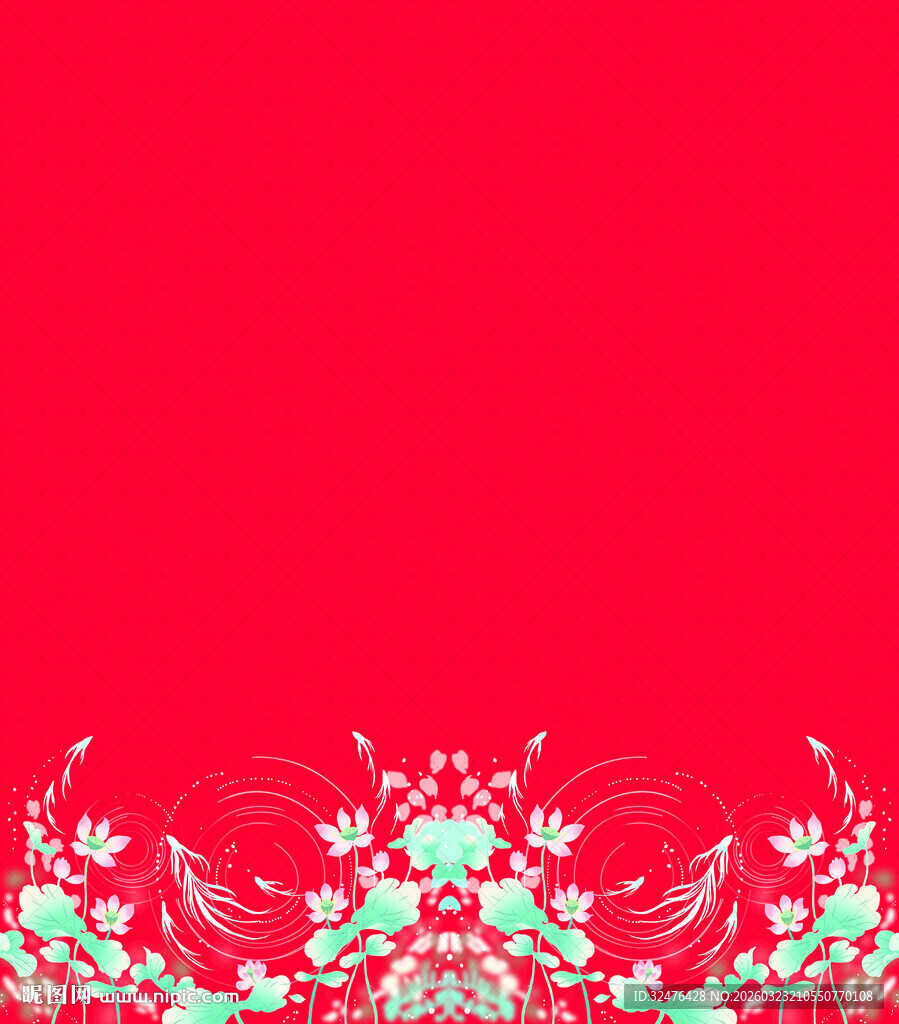 红色背景中式花纹汉服