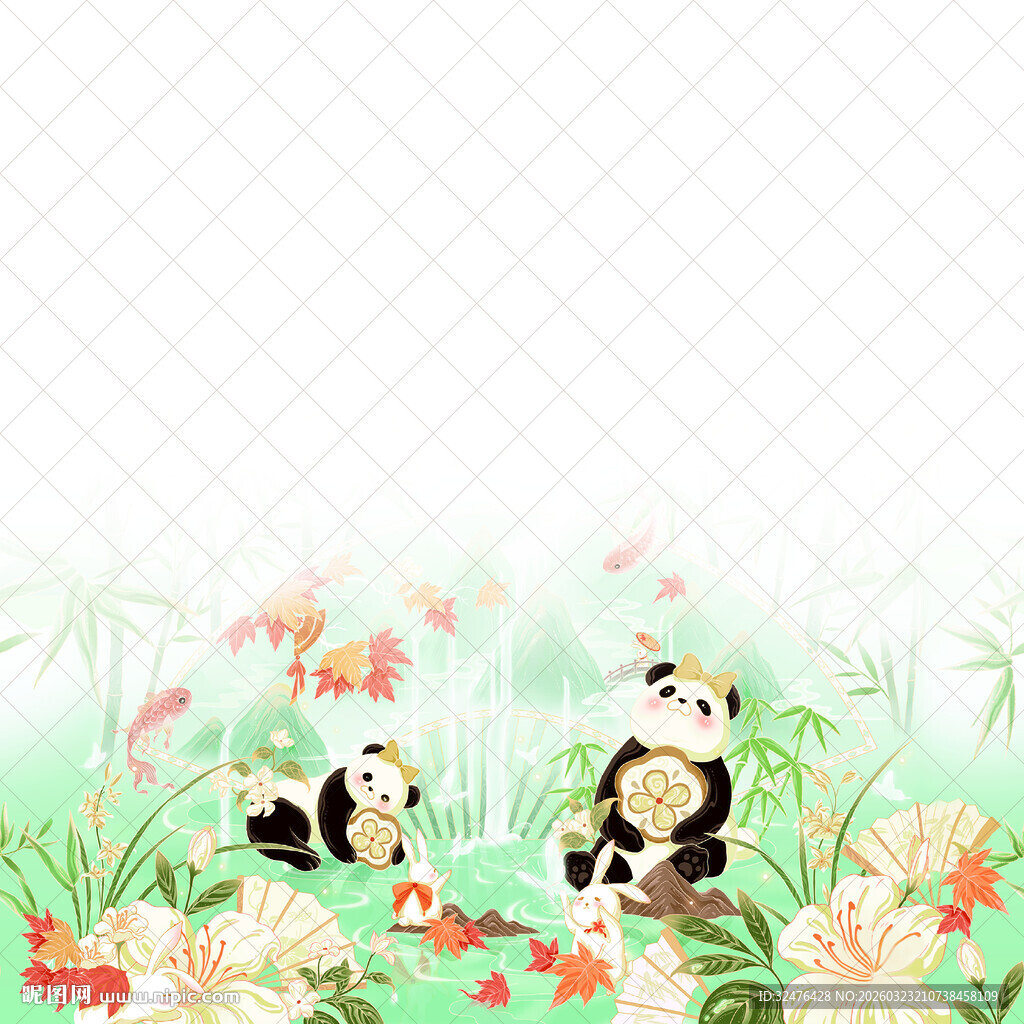 竹林中的可爱熊猫汉服