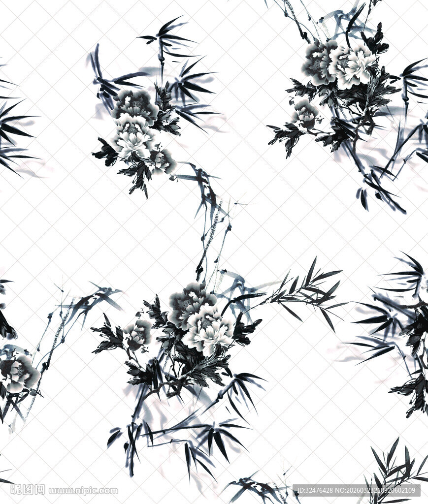 水墨竹叶花卉图案纹理