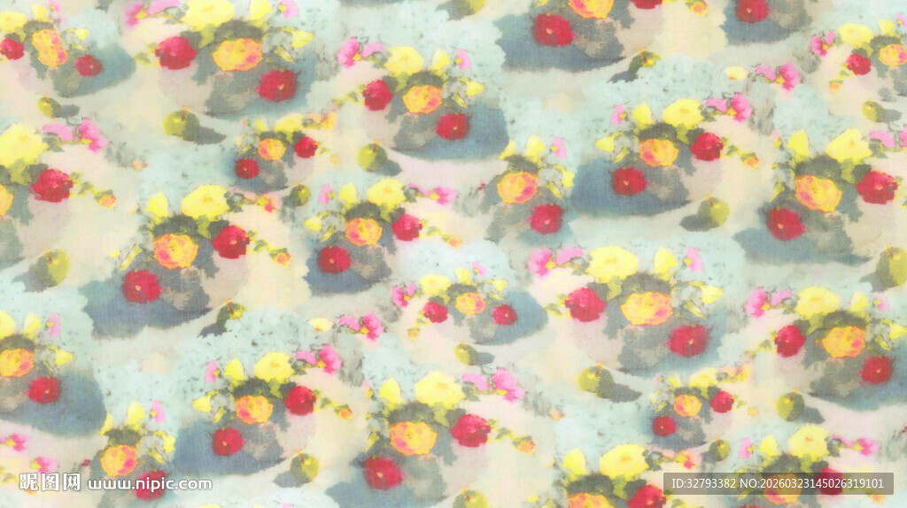 多彩花卉图案布料