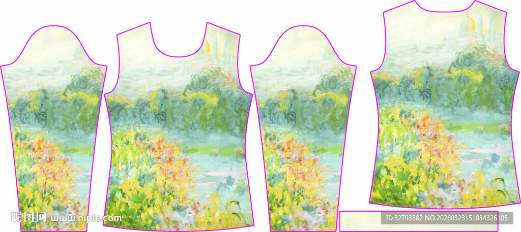 花卉图案女士背心设计图