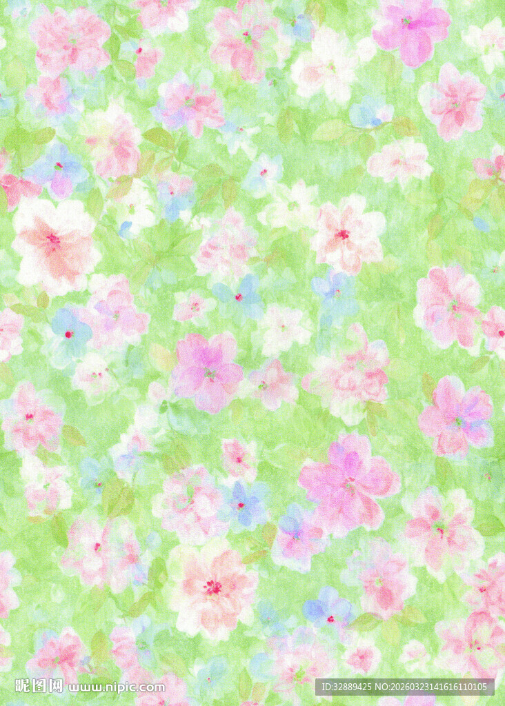 清新碎花绿色花卉图案