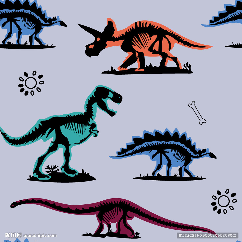 多彩恐龙图案设计