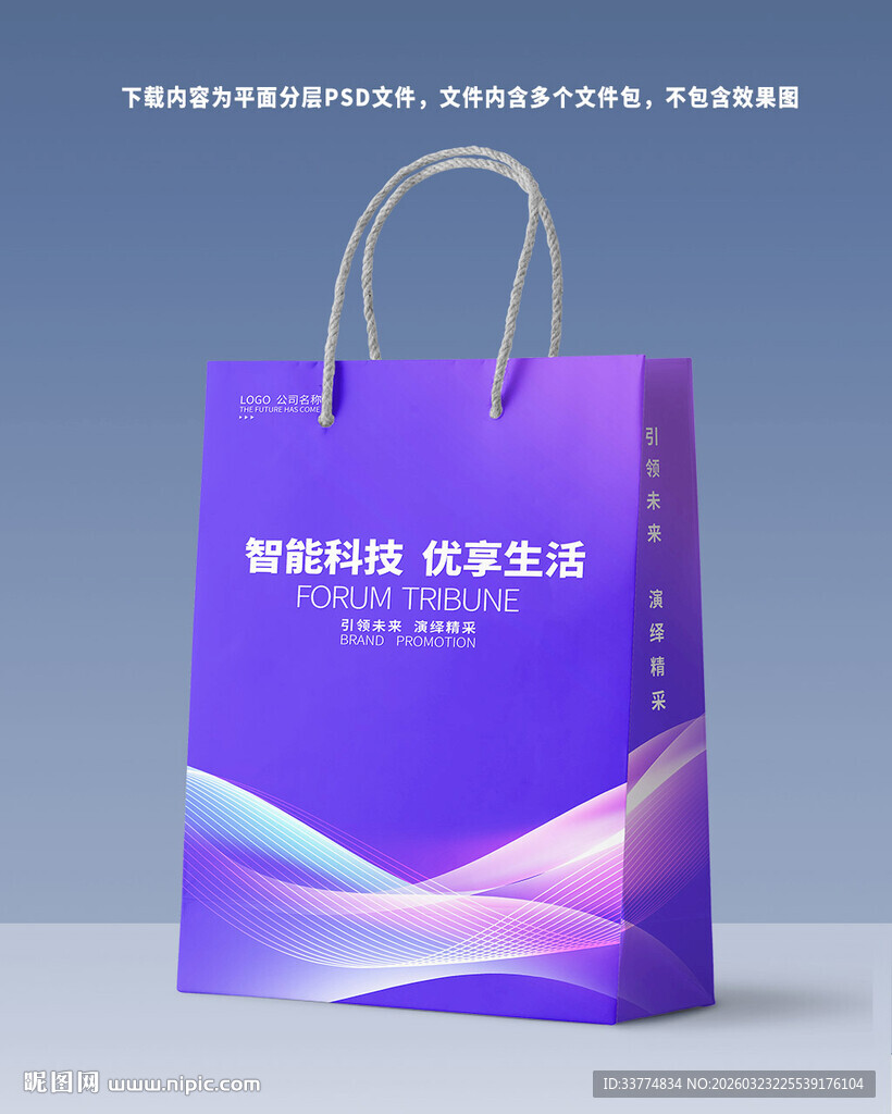 蓝色科技商务手提袋设计