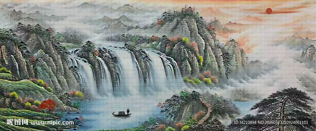 背有靠山山水画