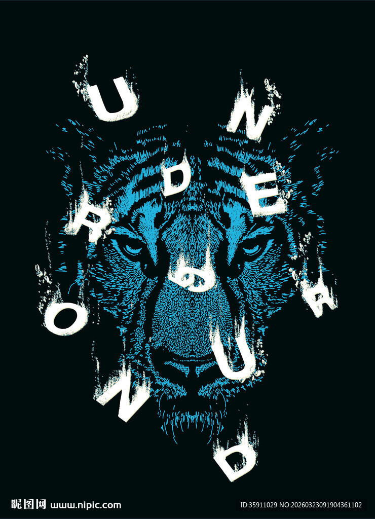 抽象老虎图案字母艺术设计