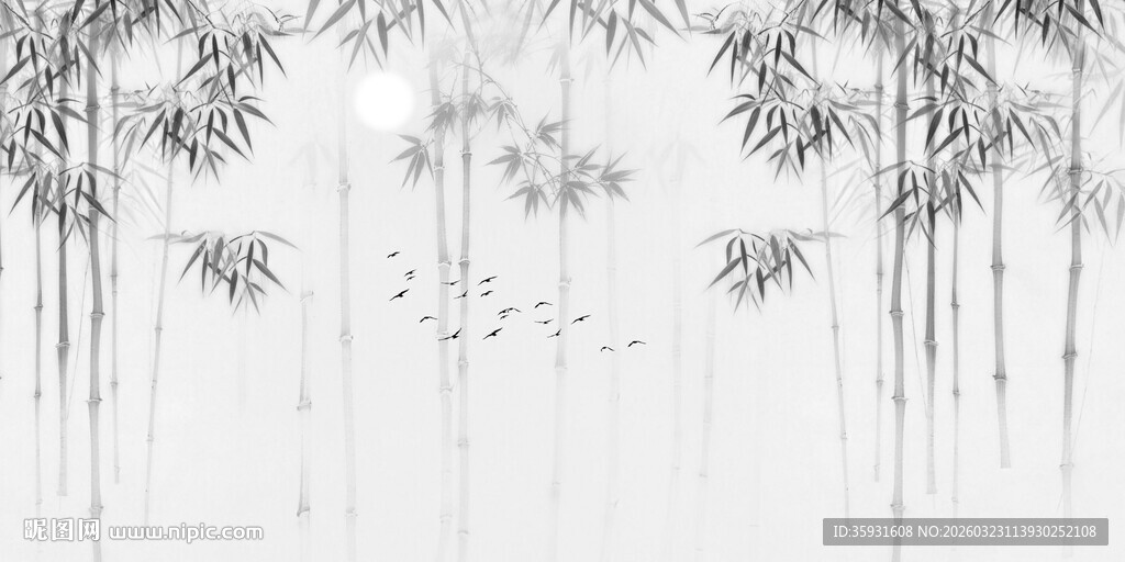 新中式灯箱水墨竹子