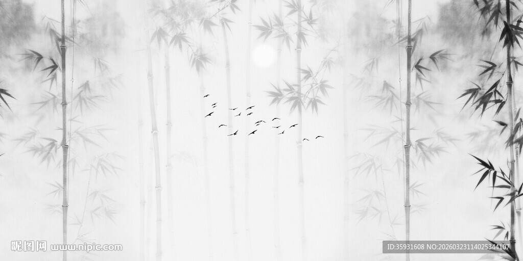 新中式灯箱水墨竹林