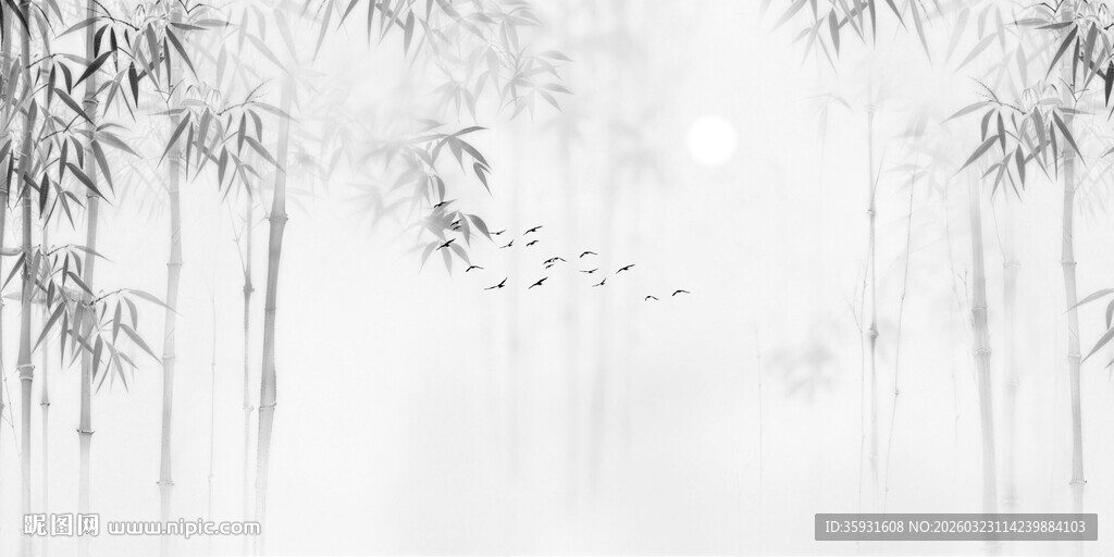 竹影新中式灯箱水墨竹子