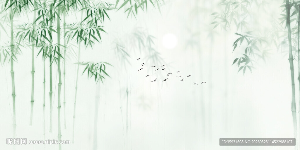 清新灯箱新中式水墨竹子