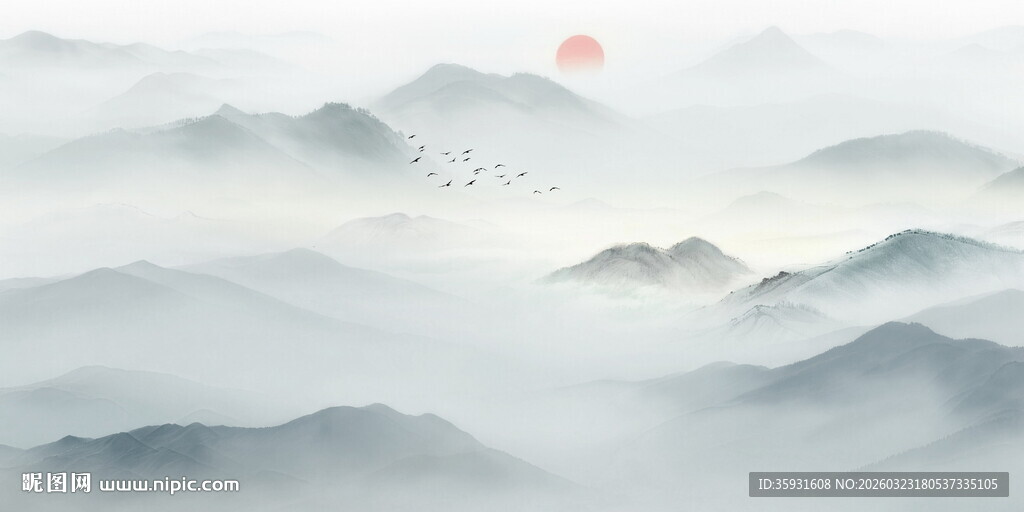 国画水墨山水画