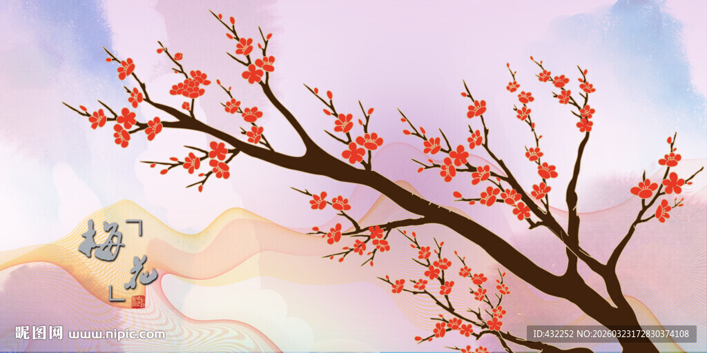 梦幻梅花国画梅花