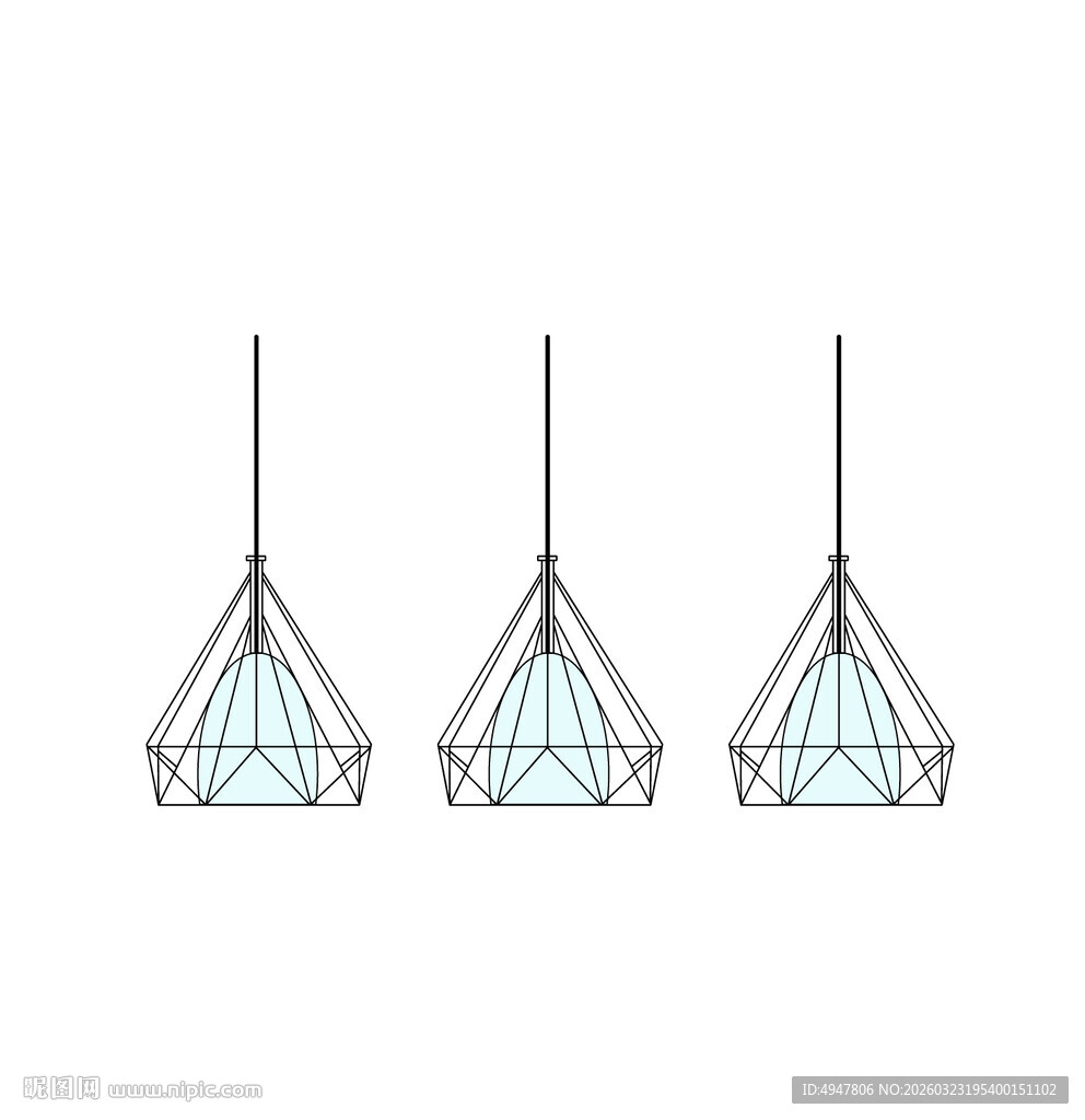 简约几何造型悬挂式吊灯 矢量图