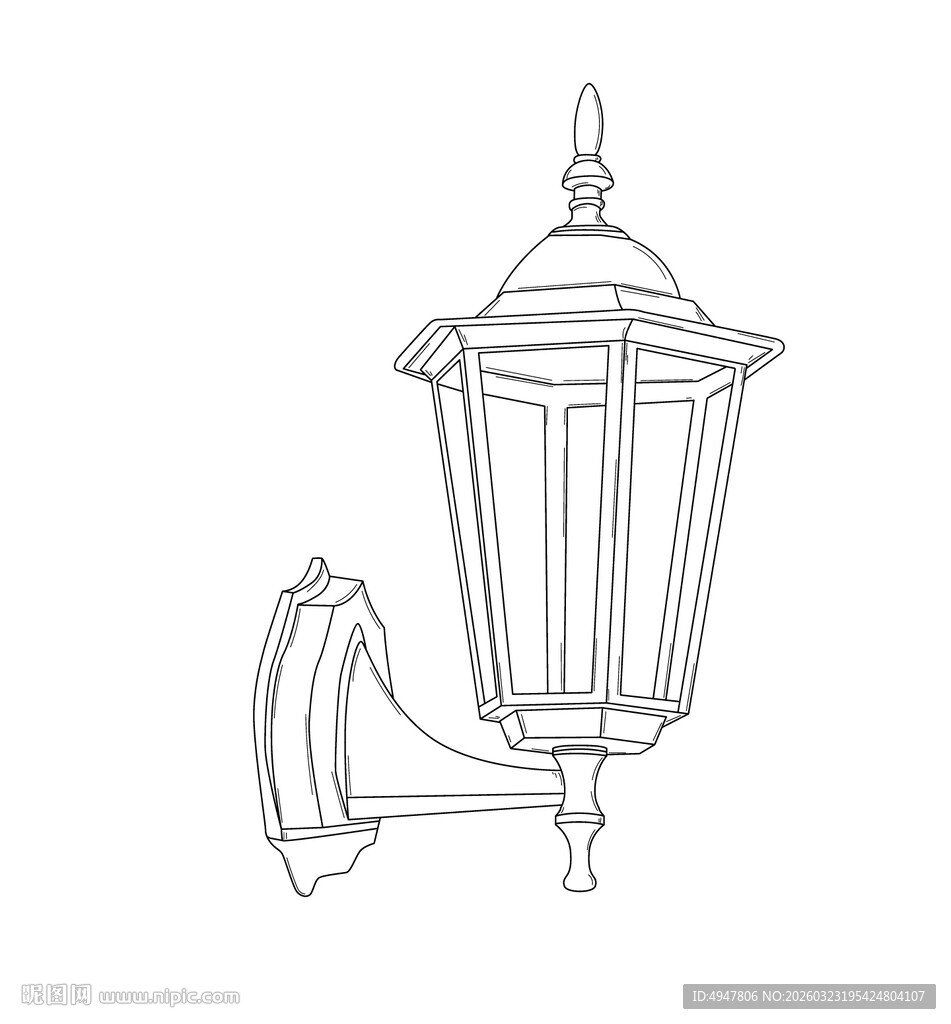 简约线条壁灯设计图 矢量图