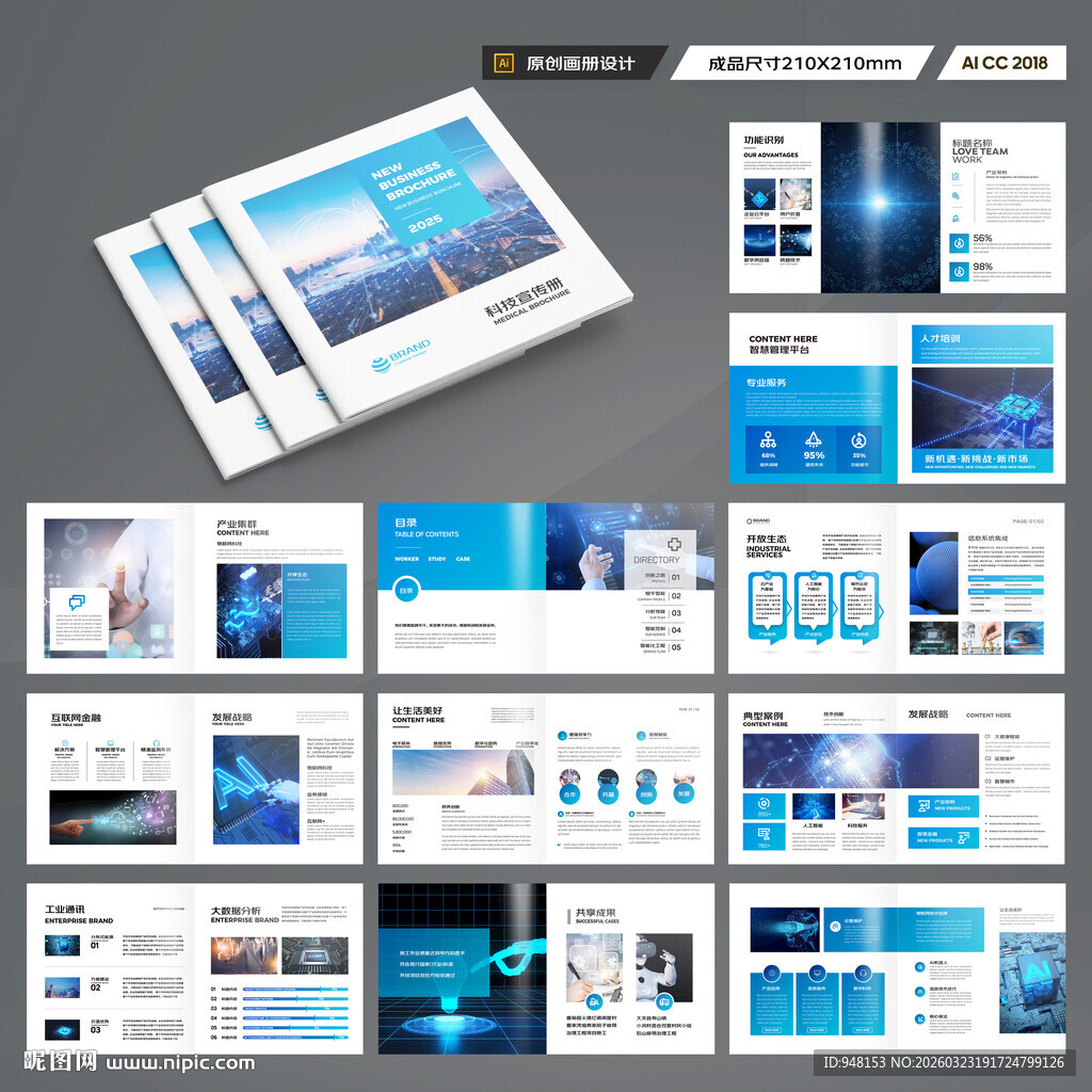 方形信息技术画册