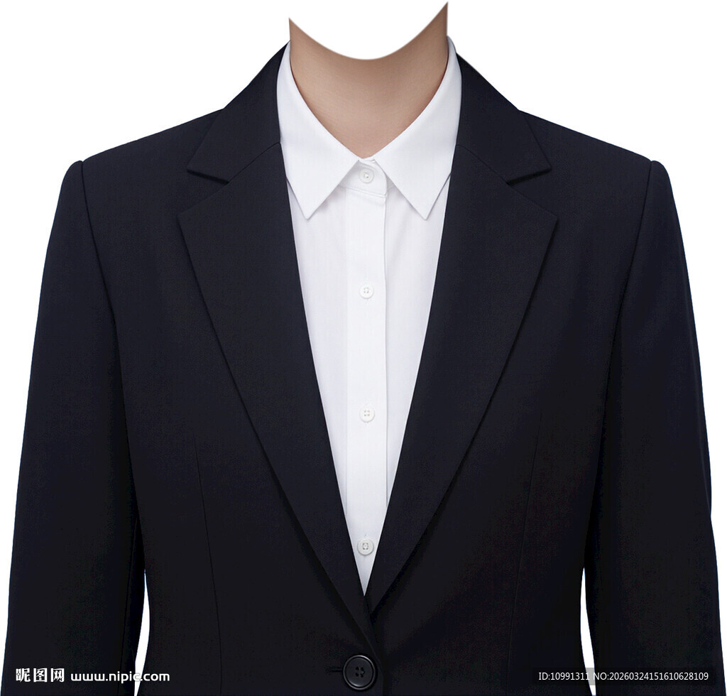 女士职业证件照黑西装白衬衫