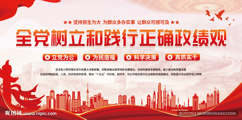 树立正确政绩观宣传画面