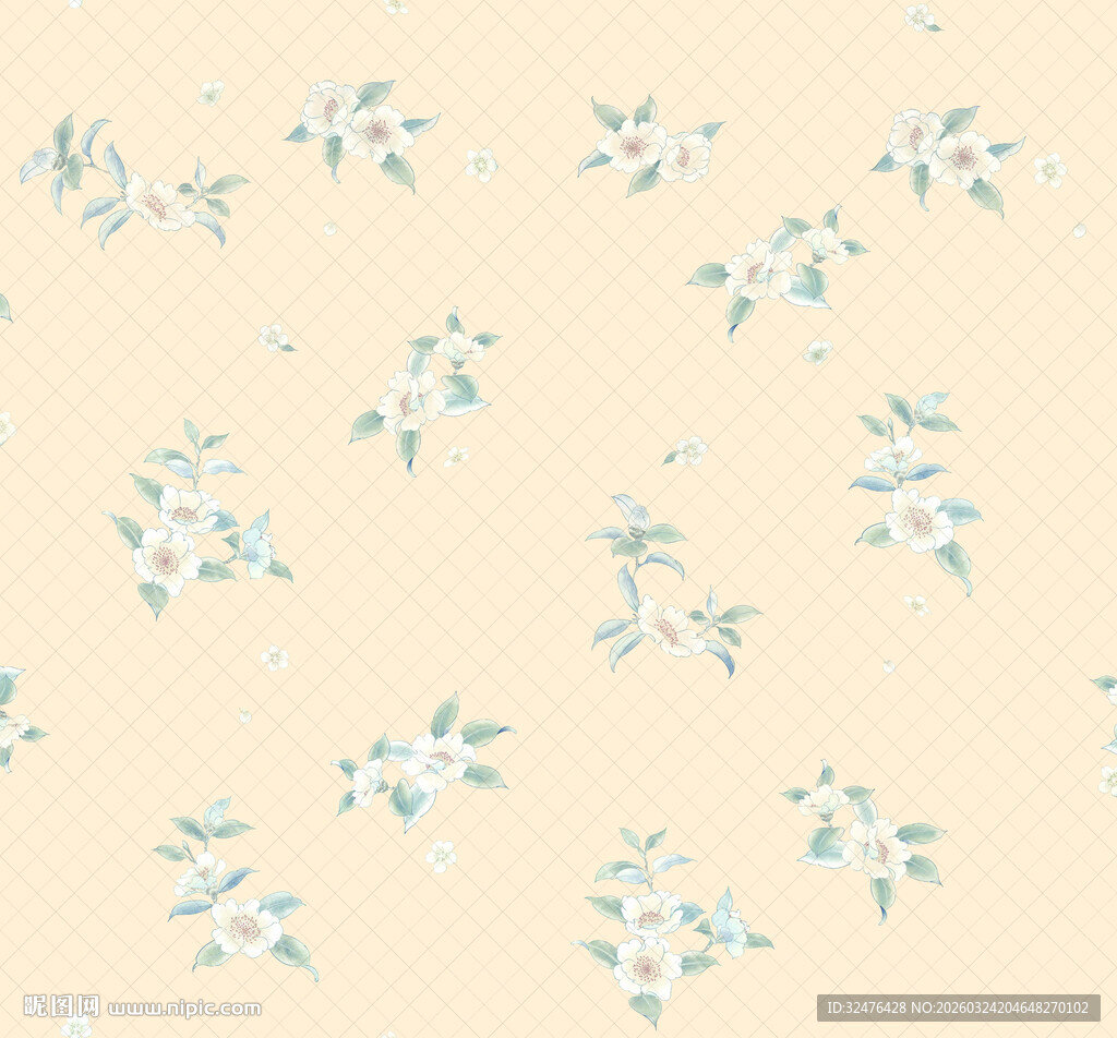 淡蓝小花米色背景图案