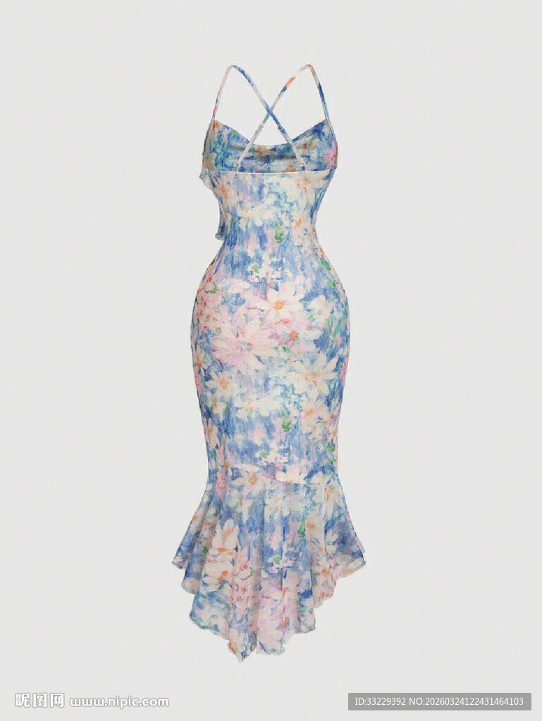 清新花卉水彩图案背景