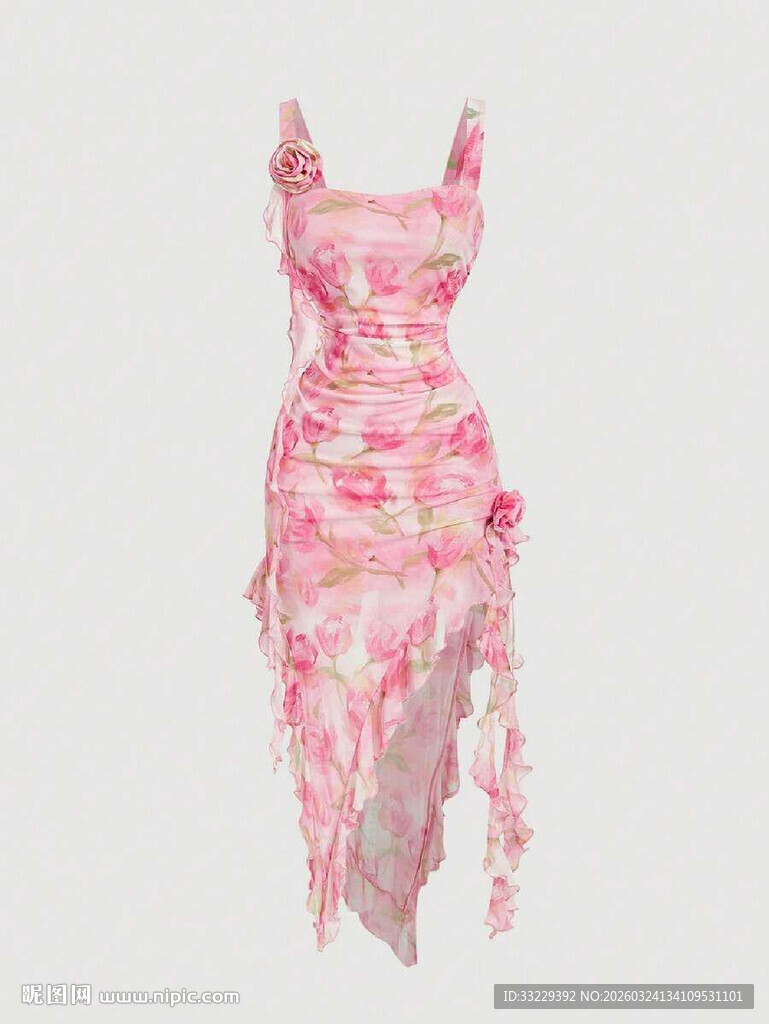 粉色水彩花卉图案背景