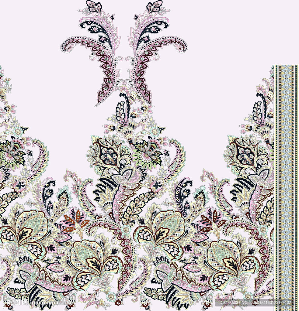 精美花卉佩斯利花纹图案