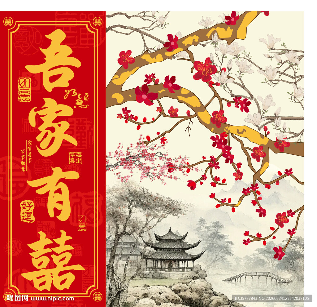 吾家有囍中式喜庆装饰图