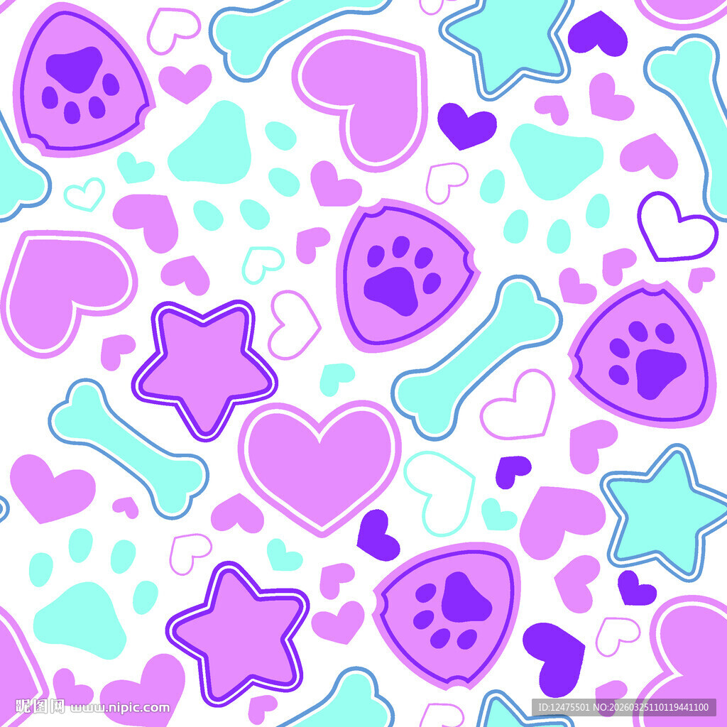 梦幻紫色爱心星星图案背景