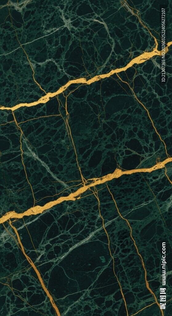 深绿大理石纹中的金色线条