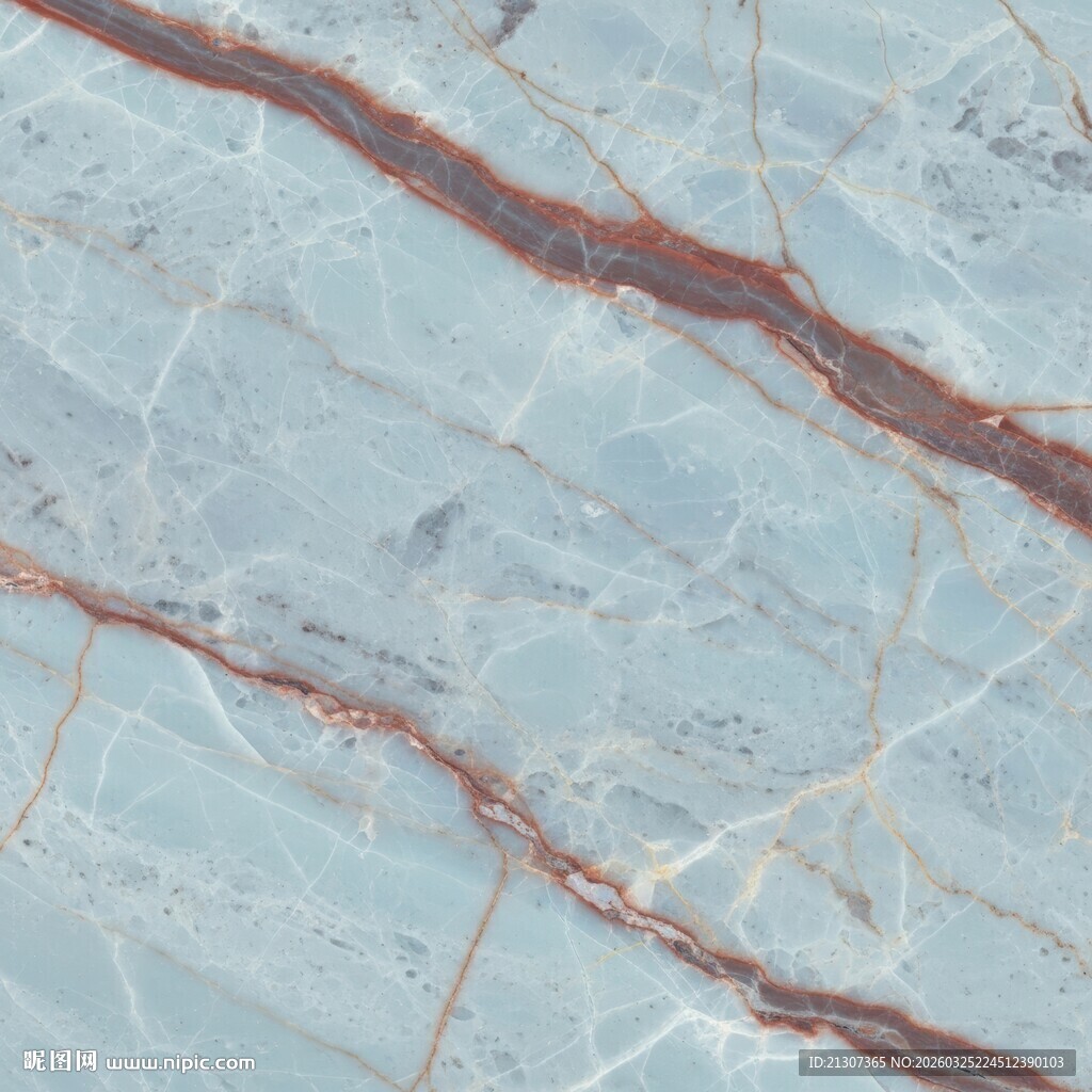 浅蓝色带红纹大理石纹理