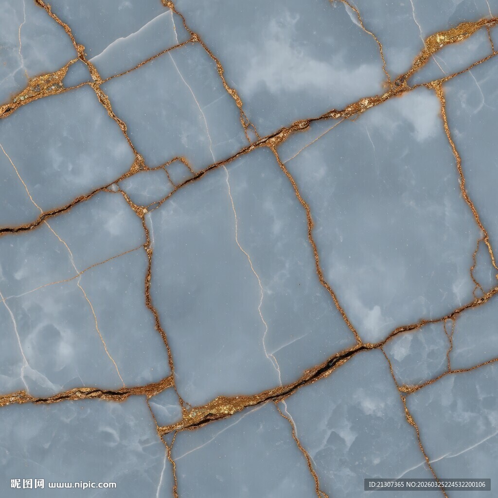 蓝金大理石纹理特写