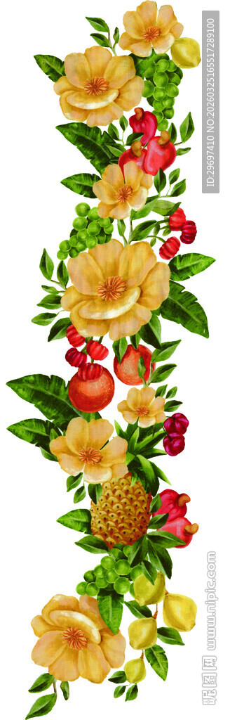 黄色花卉藤蔓装饰图案