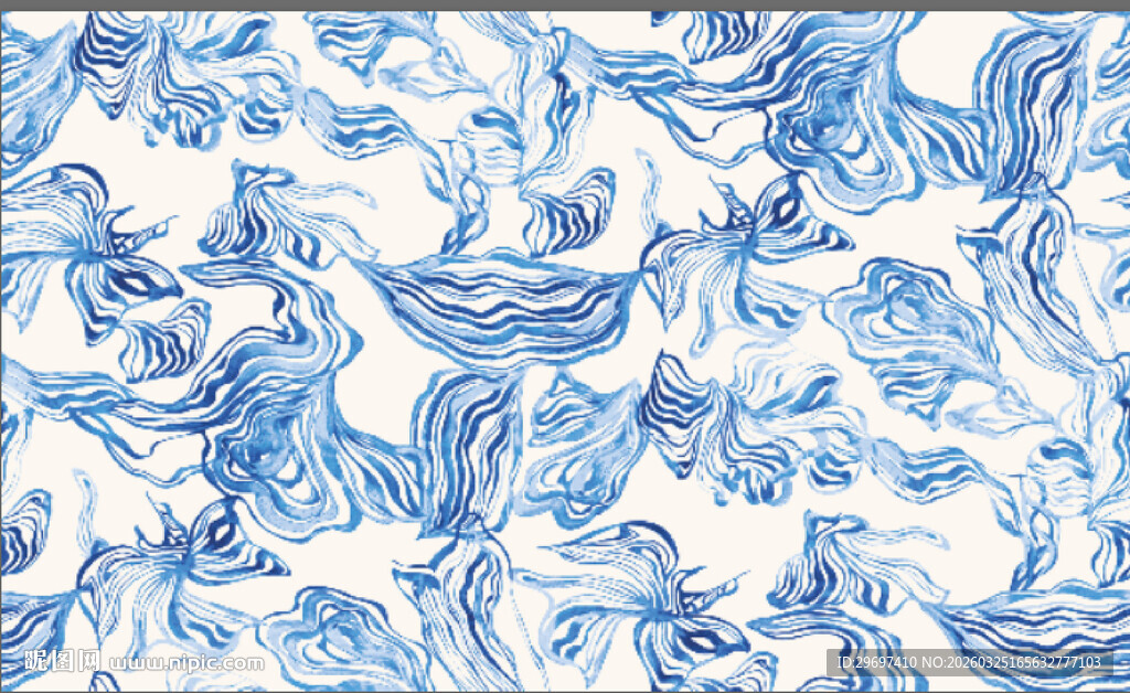 蓝白海洋生物图案纹理