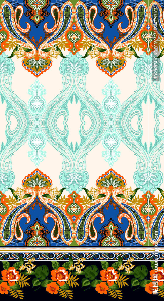 多彩民族风花纹图案