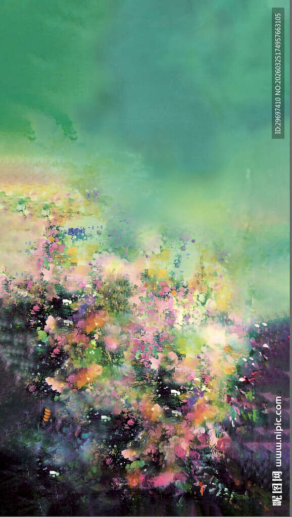 梦幻多彩花卉抽象画