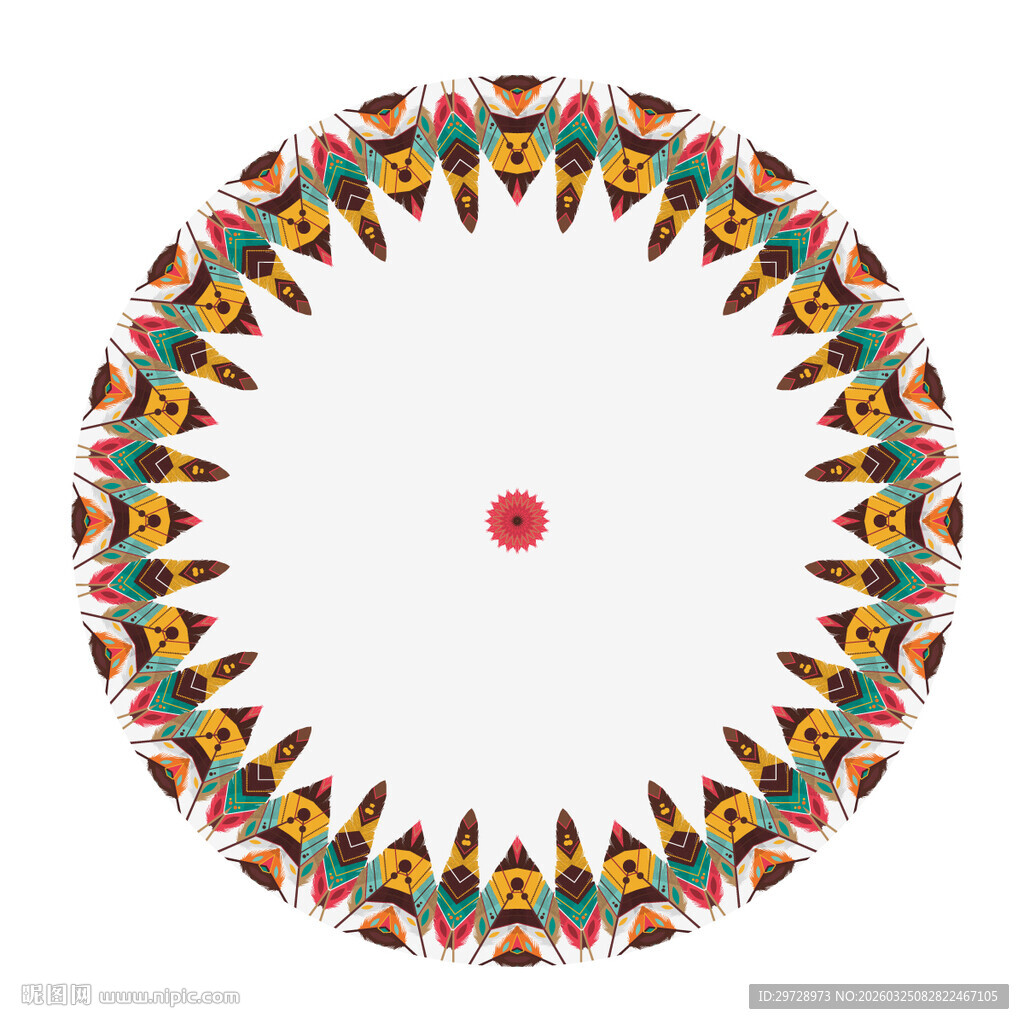 圆形民族风花纹装饰图案