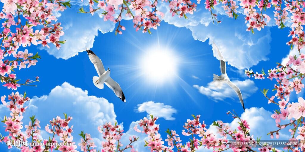 蓝天白云天顶画