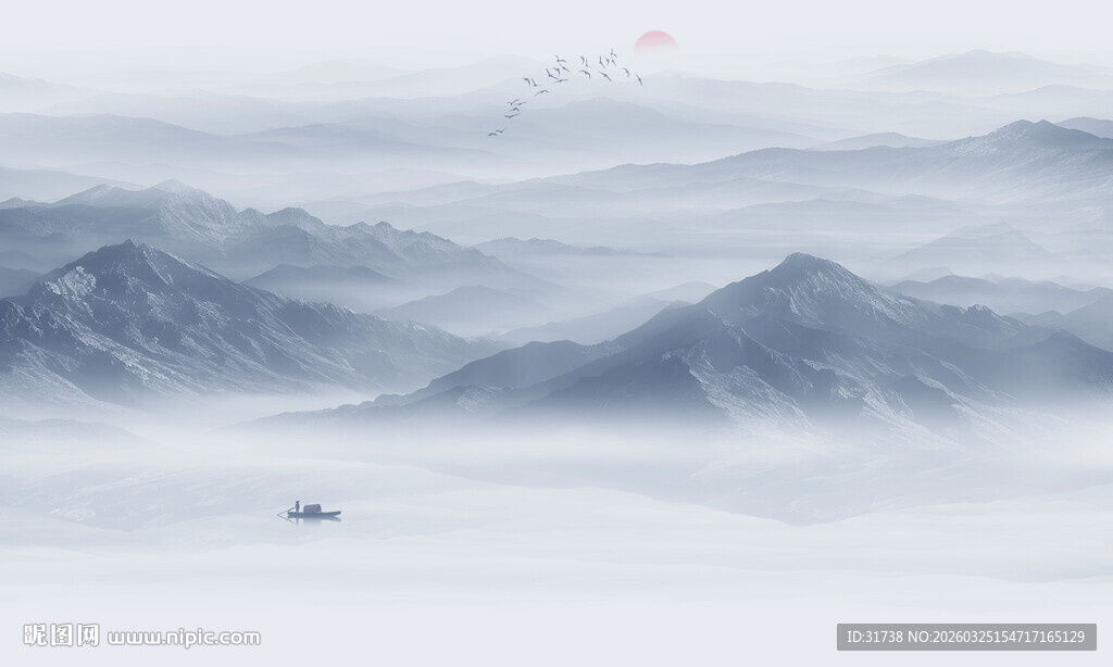 水墨山水之间意境风景画