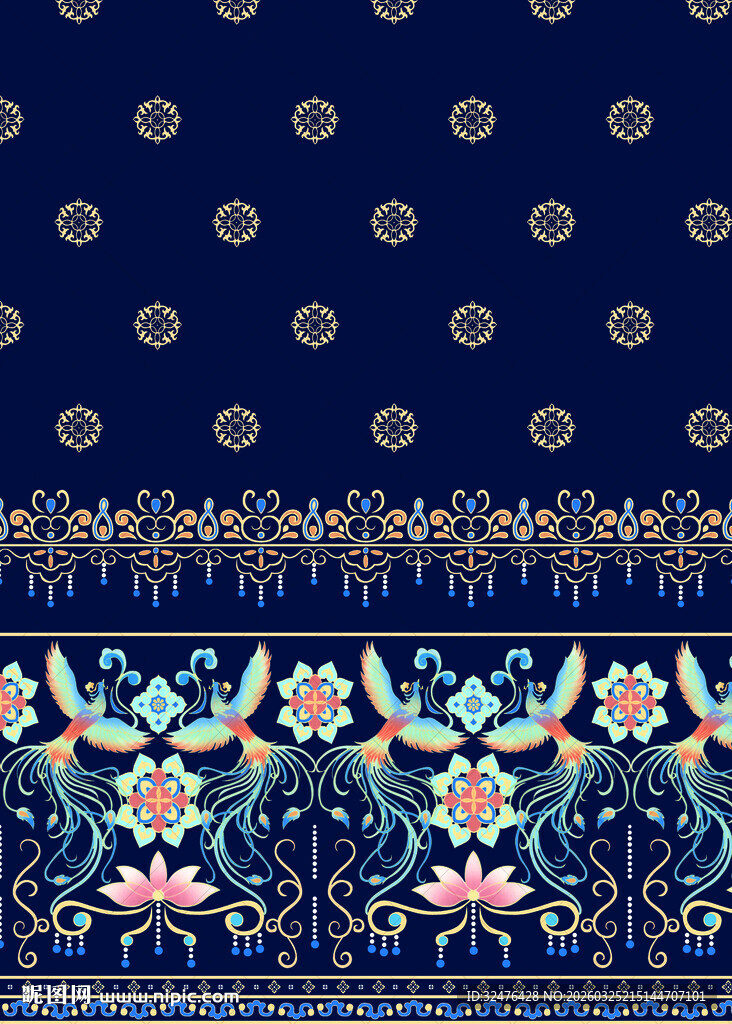 中式传统花卉几何图案汉服