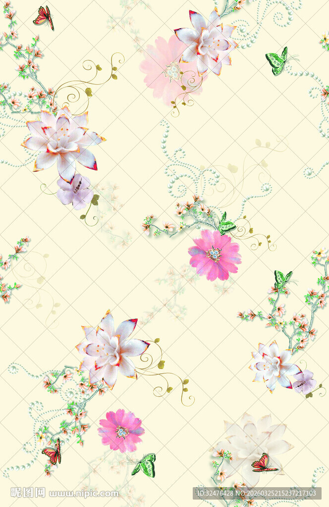 花卉图案背景清新雅致汉服